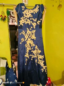 Elegant Blue Embroidered Gown