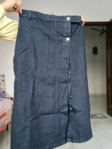 Denim Button-Down Midi Skirt