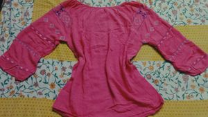 Coral Embroidered Kurta Top