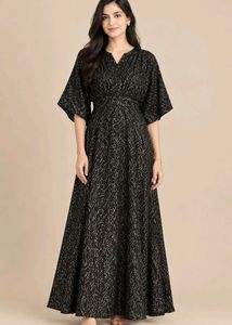 Elegant Black Glitter Maxi Dress