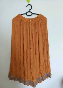 Boho Orange Crinkle Skirt
