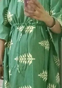 Green Printed Maternity Kurta/ Dress