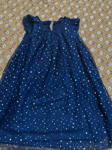 Sparkly Star Navy Dress in Net fabric