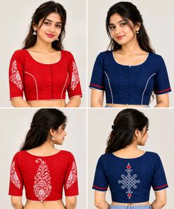 COMBO Red and Blue Embroidered Blouse