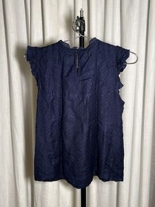 New Ginger Navy Blue Ruffled Sleeveless Top