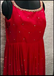 Red Embroidered Gown