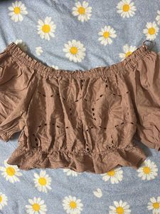 Off-Shoulder Eyelet Top