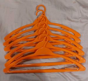 Set of 6 Orange Plastic Hangers