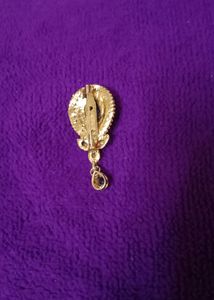 Brand New Beautiful Navy Blue With Gold Plated Stone Studded Saree Pin