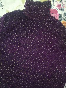 Printed Crinkle  Turtleneck Top