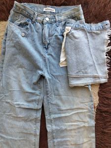 Y2K Asymmetrical Skirt-Overlay Jeans