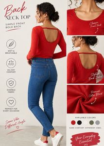 Red Long Sleeve Casual Top