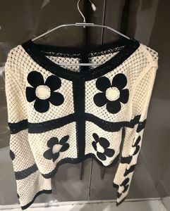 Cropped Floral Knit Sweater