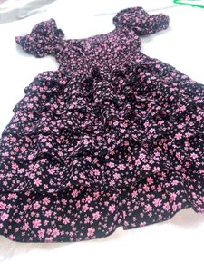 Lolita black floral ditsy print dress