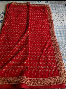 Beautiful Red Embroidered Saree❤🎉