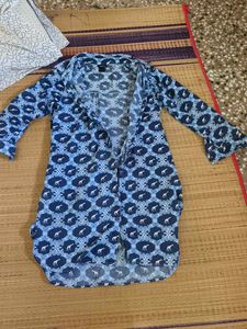 Stylish Blue Front open kurta or top