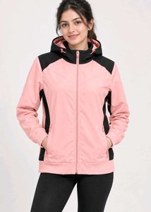 Women's Pink & Black Hooded Jacket