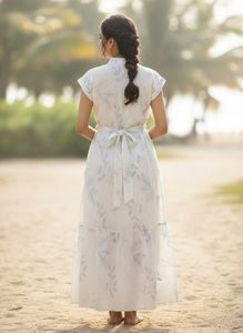 White Floral Print Maxi Dress