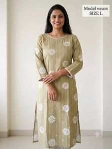 Cotton Olive Green Printed Kurta ( new not used)