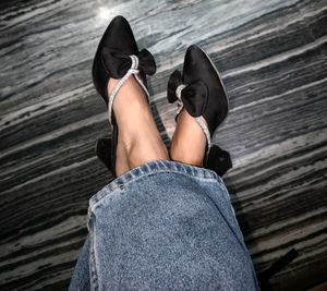 Elegant Black Bow Heels