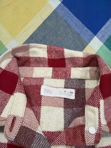 Zara Red &amp; White Plaid Flannel Shirt