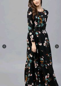 Black Floral Print Maxi Dress