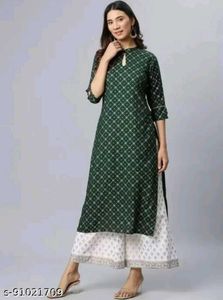 Stylish Green Printed Kurta Set