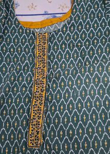 Elegant Green Printed Kurta Set with Dupatta