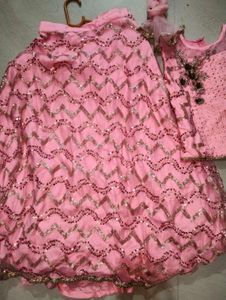 Pink Sequin Lehenga Choli for Girls