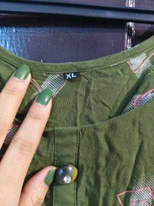 Green Printed Kurta