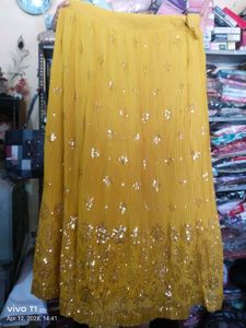 Yellow Sequined Ethnic Skirt