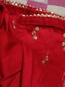 Red Striped Kurta with Embellishments