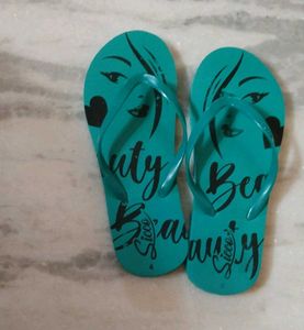 Turquoise Flip Flops with "Beauty Savvy" Design