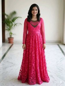 Stunning red gown party wear
