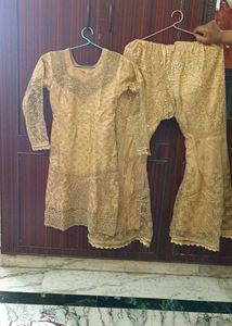 Elegant Gold Kurta with Palazzo Set
