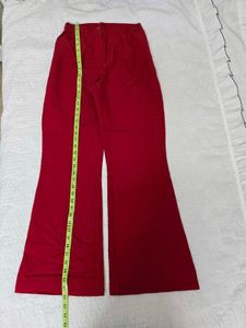 Red flared high-rise trouser waist 30