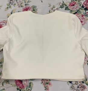 Off White Stone Studded Embellished Crop Top