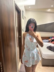 Baby Blue Floral Romper