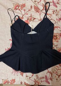 Zara Chic Denim Peplum Top