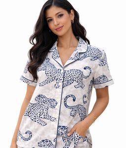 Leopard Print Button-Up nightwear/shirt