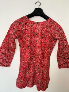 Vibrant Red Printed Corset Kurta
