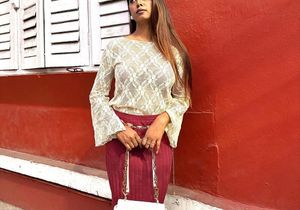 Sheer Lace Bell Sleeve Top