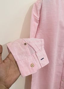 Men's Pink Mandarin Collar Shirt