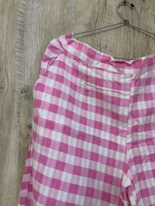Pink &amp; White Gingham Cropped Shirt pants set