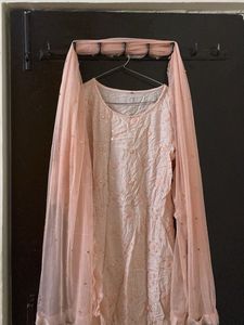 Pink Kurta with Floral Embellishments