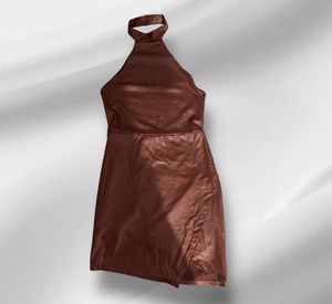 Brown Halter Mini Dress