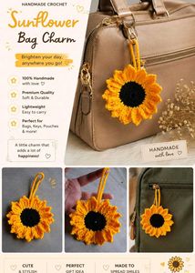 Handmade Crochet Sunflower Bag Charm
