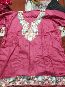 Embroidered Silk Kurti Top