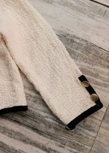 Classic Tweed Cropped Jacket with black border
