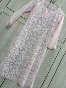 Premium Baby Pink Chikankari Kurti